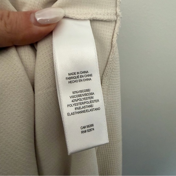 Splendid Waffle Scuba Knit Polo Sweatshirt Cream - Picture 5 of 5